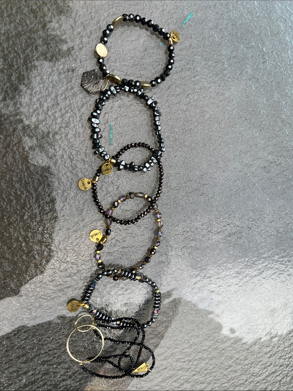 Erimish Black and Gold Beaded Bracelet Stack